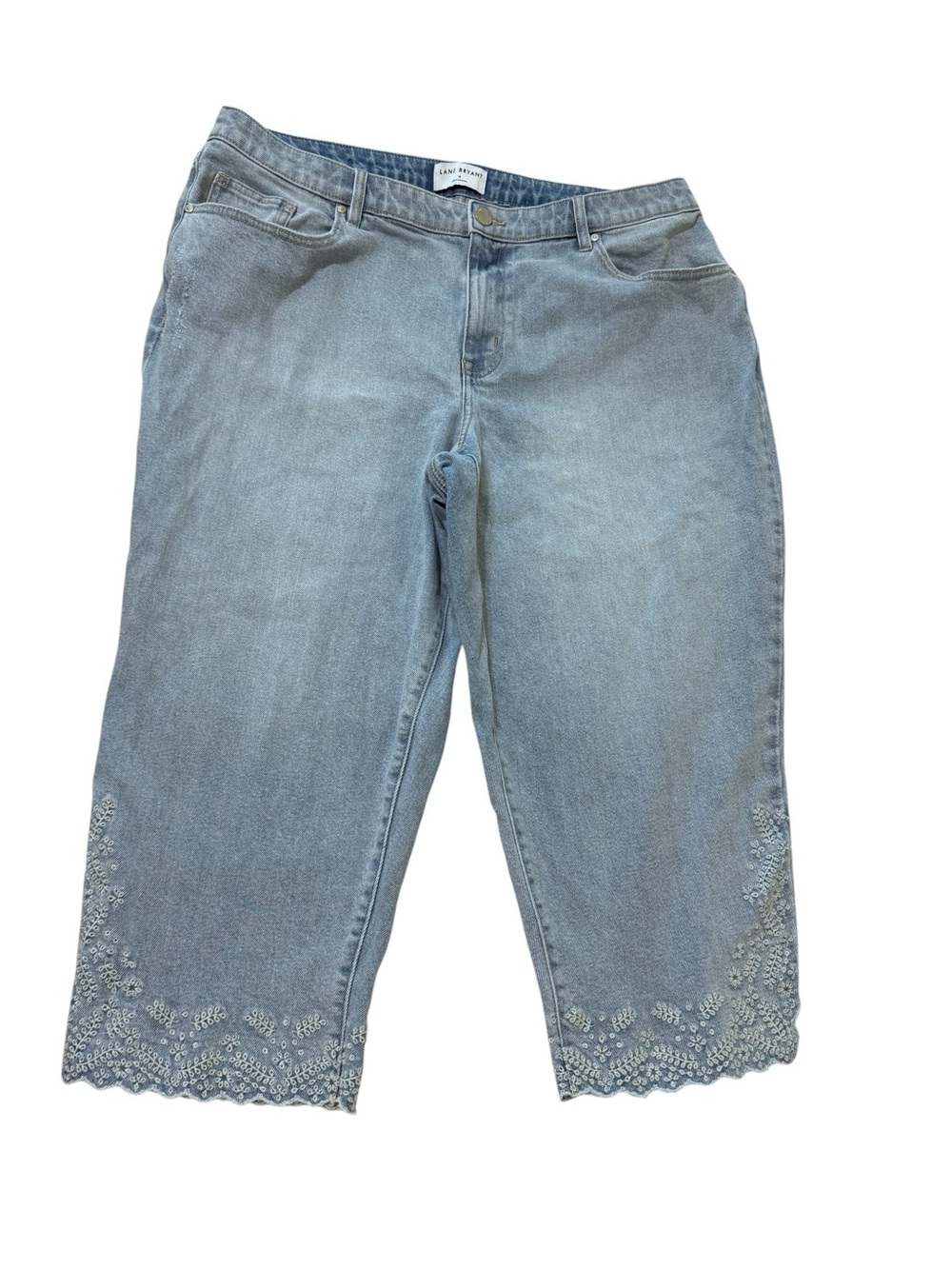 Lane Bryant Light Blue Embroidered Cropped Jeans - Picture 2 of 8